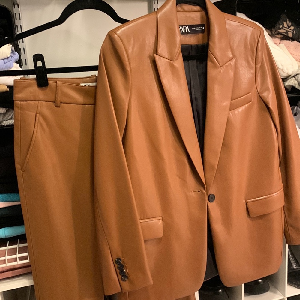 Zara Two Piece Leather Suit